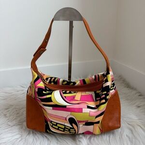 Authentic Emilio pucci leather canvas pouch shoulder bag